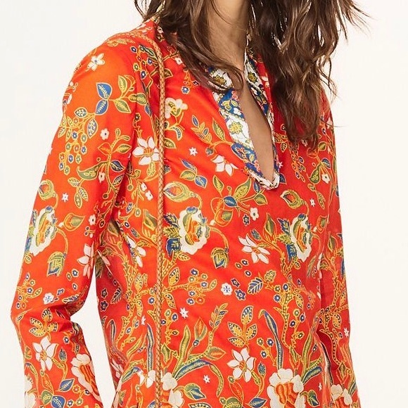 Colorful Tory Burch Print Tunic Sz 4 - Picture 2 of 5